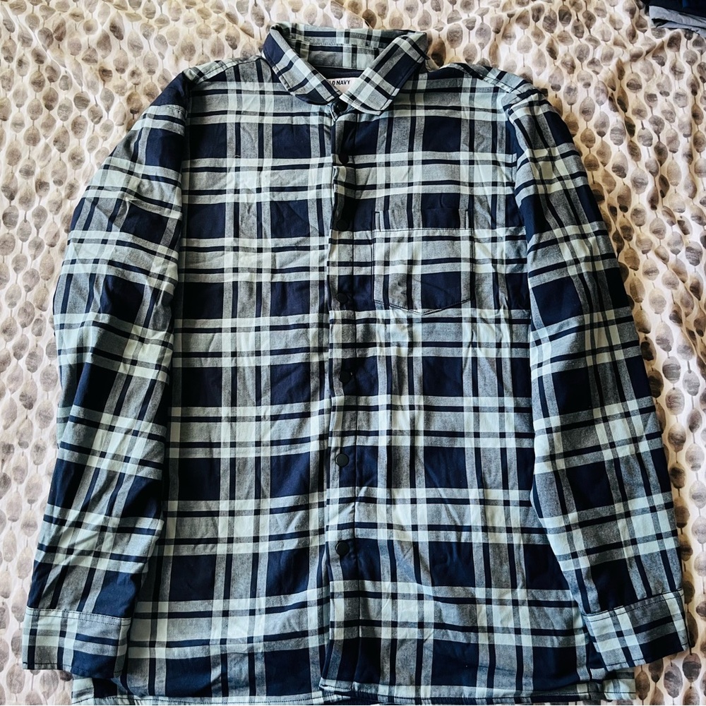 Old Navy Men's Checkered Shirt - Black and White